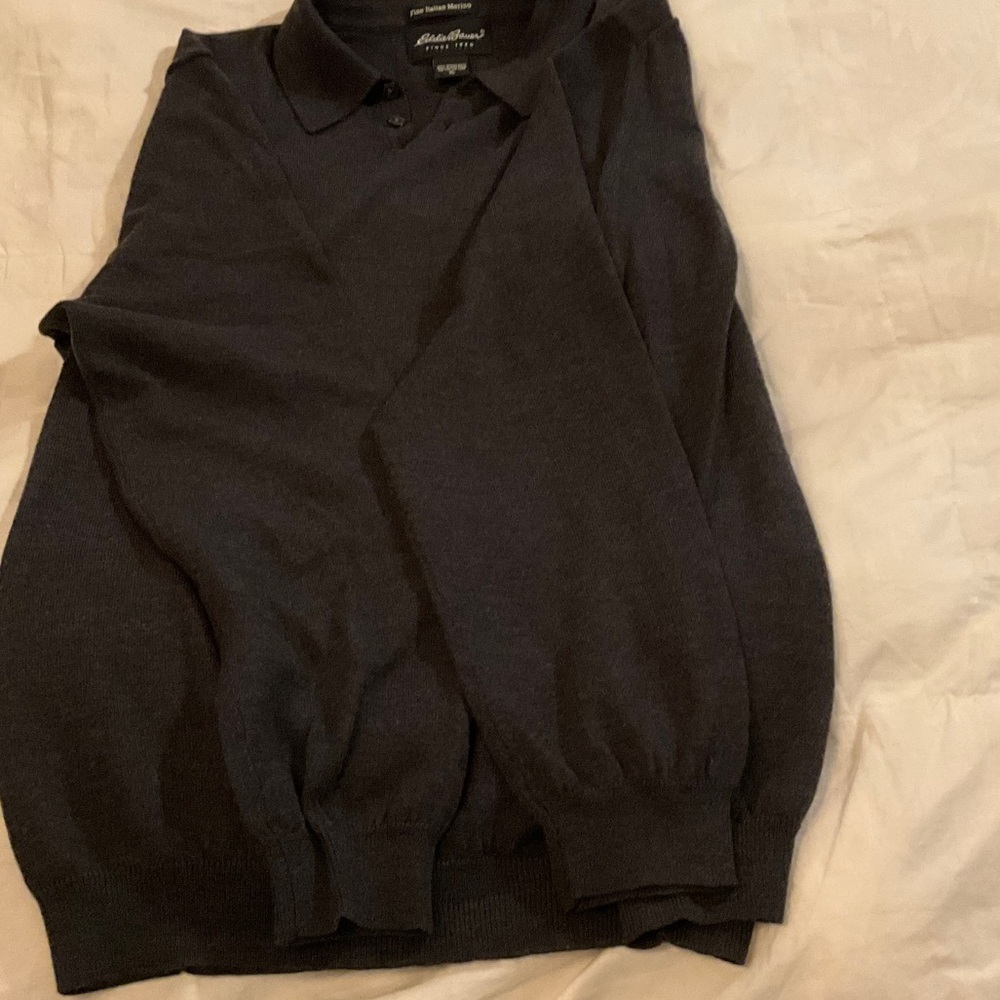 Eddie Bauer Men's Dark Gray Wool Sweater